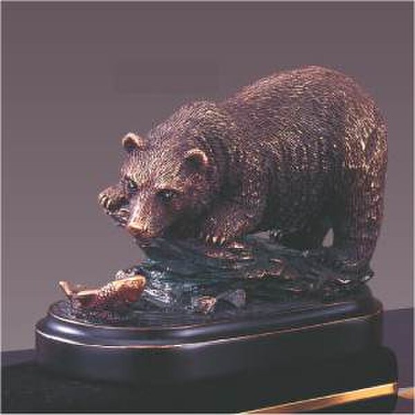 Bear & Fish Wildlife Sculpture